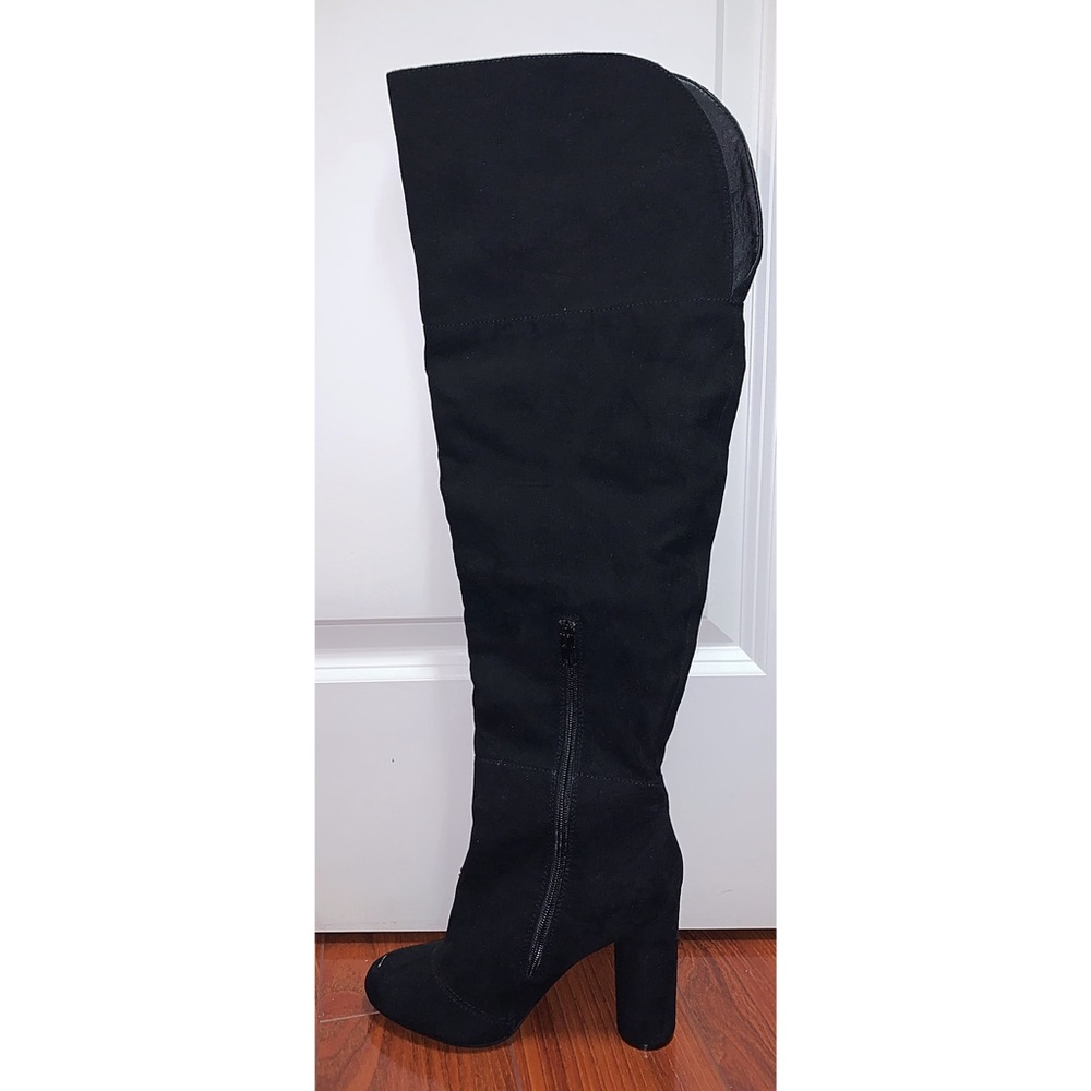 Black Suede over the knee boots with heel